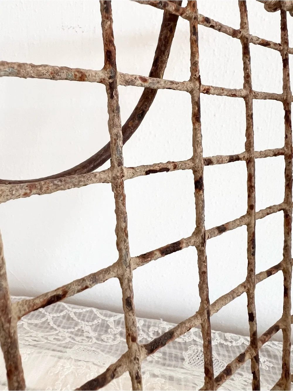 Antique French Metal Oyster Basket with Handles Chateaucore